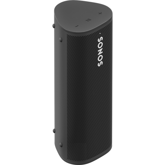 Sonos Roam SL draagbare wifi en bluetooth speaker, zwart, rechtop schuin van voren