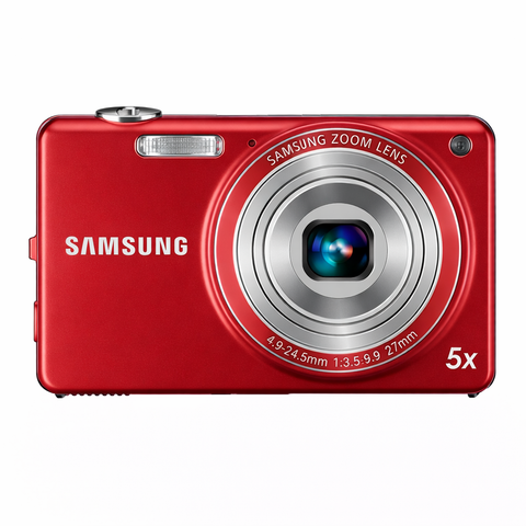 Samsung ST67 digitale compactcamera, rood, voorkant met 5x zoomlens, tweedehands