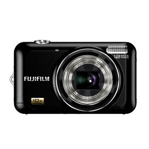 Fujifilm FinePix JZ300 digitale compactcamera, zwart, voorkant met 10x Fujinon-zoomlens, tweedehands