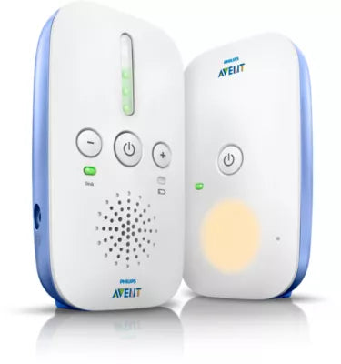 Philips Avent SCD501 DECT babyfoon, wit met blauw, ouderunit en babyunit met nachtlampje, tweedehands