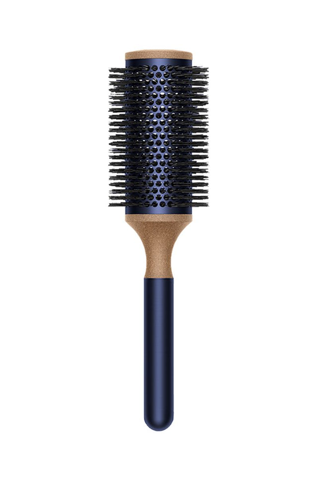 Dyson ronde borstel 45 mm, Prussian Blue blauw met kurken handvat, rechtop van voren, tweedehands