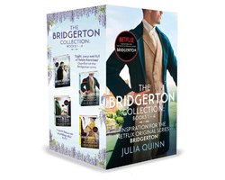The Bridgerton Collection, Books 1-4, Julia Quinn, Engelstalige boxset met een man in een lange jas, tweedehands