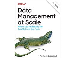 Data Management at Scale, Piethein Strengholt, 2nd Edition, witte omslag met een getekende hagedis, tweedehands