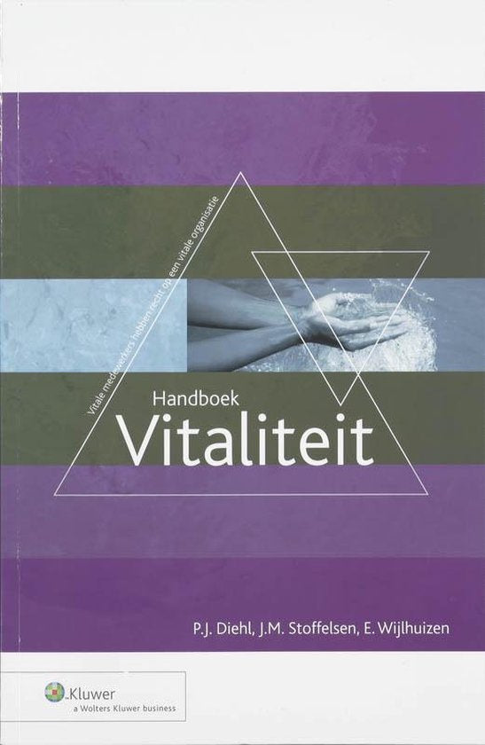 Handboek Vitaliteit, P.J. Diehl, paarse omslag met twee driehoeken en handen in water, tweedehands