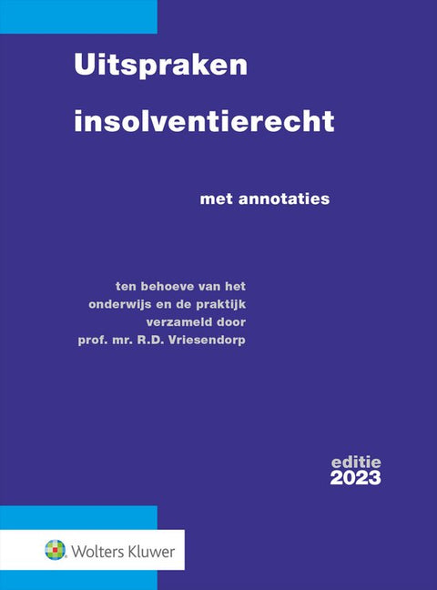 Uitspraken insolventierecht met annotaties, R.D. Vriesendorp, editie 2023, paarse omslag met blauwe vlakken, tweedehands