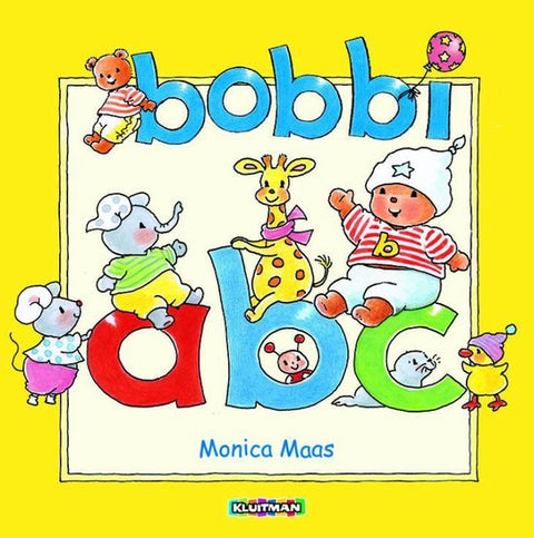 Bobbi ABC, Monica Maas, gele omslag met Bobbi en dieren op de letters abc, tweedehands