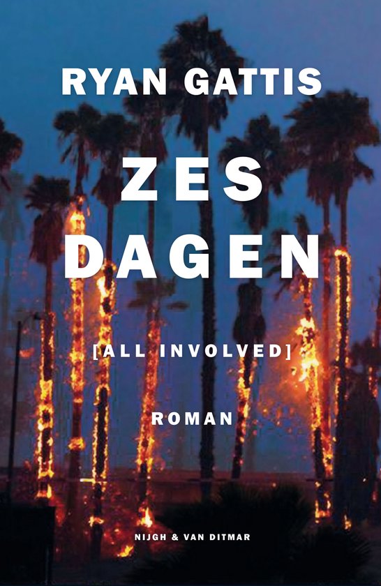 Zes dagen, Ryan Gattis, roman, donkere omslag met brandende palmbomen, tweedehands