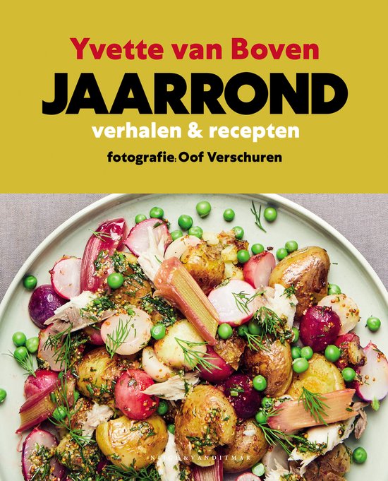 Jaarrond, Yvette van Boven, verhalen & recepten, omslag met een schaal aardappeltjes, radijs en erwten, tweedehands