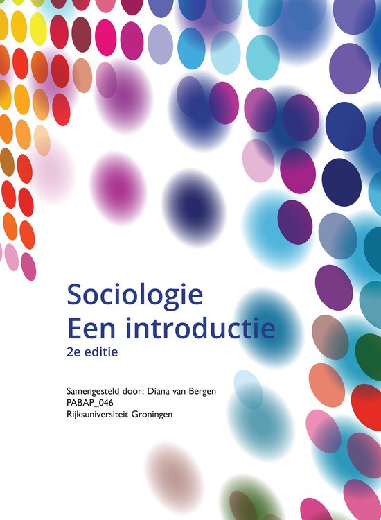 Sociologie, Een introductie, Diana van Bergen, 2e editie, witte omslag met gekleurde stippen, tweedehands