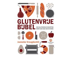Glutenvrije bijbel, Janneke Vreugdenhil, witte omslag met getekend eten en keukengerei, tweedehands