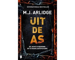 Uit de as, M.J. Arlidge, donkere omslag met roestige stalen balken en kettingen, tweedehands