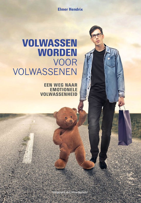 Volwassen worden voor volwassenen, Elmer Hendrix, omslag met een man en een teddybeer op een weg, tweedehands