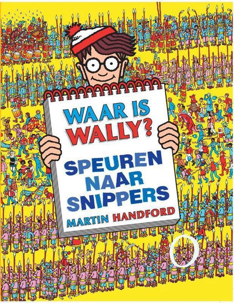 Waar is Wally? Speuren naar snippers, Martin Handford, gele omslag met Wally en een menigte figuurtjes, tweedehands