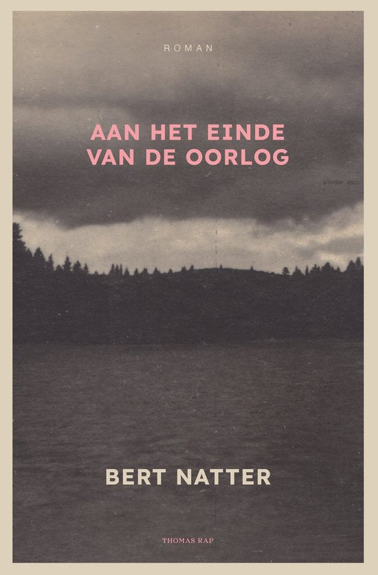 Aan het einde van de oorlog, Bert Natter, boekomslag voorkant met grijs meer onder donkere wolken, tweedehands