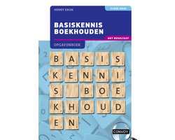 Basiskennis Boekhouden met resultaat, opgavenboek, Henny Krom, vijfde druk, blauwe omslag met lettertegels, tweedehands