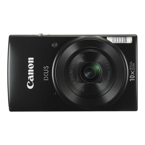 Canon IXUS 182 digitale compactcamera, zwart, voorkant met 10x zoomlens, tweedehands