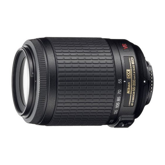 Nikon DX AF-S Nikkor 55-200mm f4-5.6G ED VR lens, zwart, met rood VR-logo