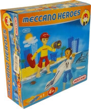 Meccano Heroes Surfer in Danger 2802, doos voorkant met redder en surfer