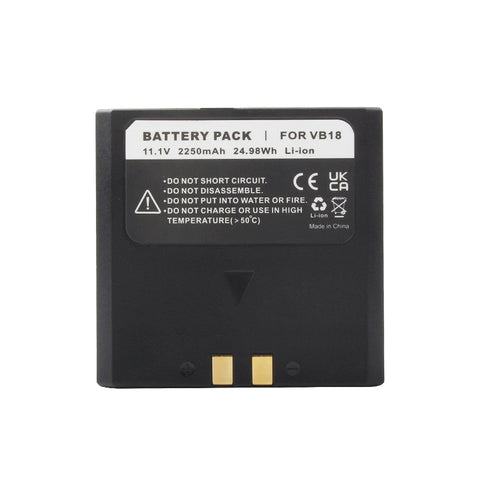 Accu voor Godox VB18, V850, V860 en V860II, 2250 mAh, zwarte accu van voren met etiket For VB18