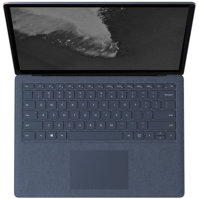 Microsoft Surface Laptop 2 13,5 inch - Blauw (Cobalt Blue), bovenaanzicht met toetsenbord