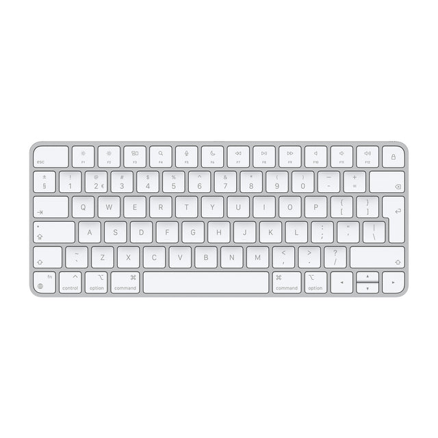 Apple Magic Keyboard A2450 met Nederlandse QWERTY-indeling, zilver met witte toetsen, bovenaanzicht
