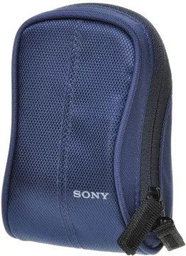Sony LCS-CSW camera case, blauw, met Sony-logo en polslus, voorkant, tweedehands