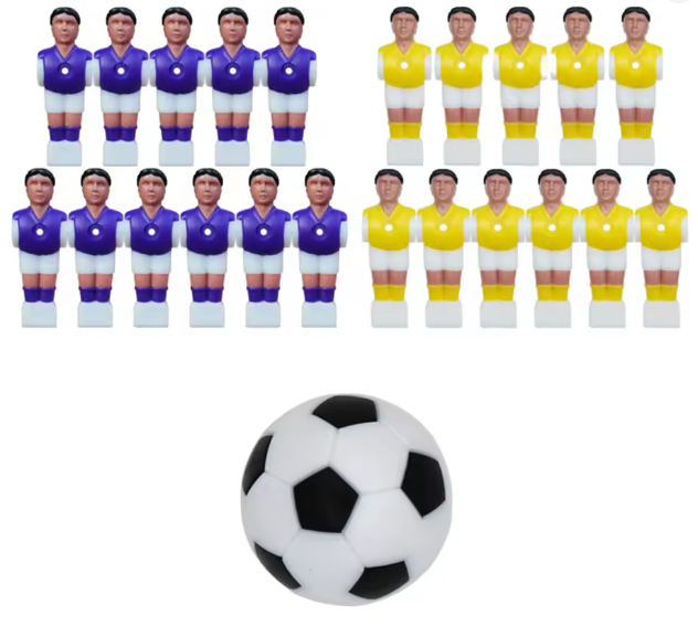 Algemeen-Tafelvoetbal Poppetjes Set met Bal voor Standaard Tafelvoetbaltafel - 22 Stuks (Nieuw)