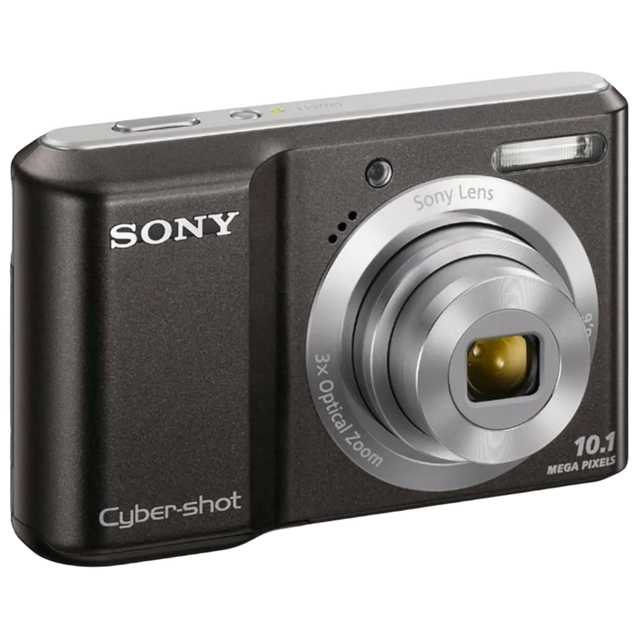 Sony Cyber-shot DSC-S2000 digitale compactcamera, zwart, voorkant schuin met 3x Sony-zoomlens en 10.1 megapixel