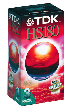 TDK-HS180 VHS Videoband / Videocassette 180 Minuten 3 Uur (PAL/SECAM) - 3-Pack (Nieuw)
