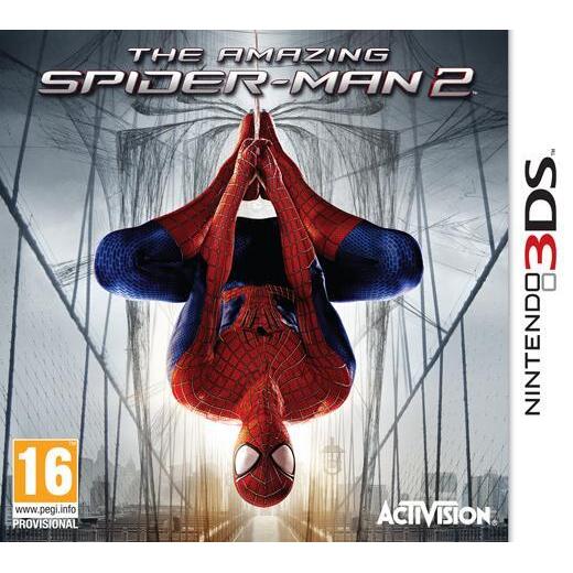 Nintendo 3DS The Amazing Spider-Man 2, doos voorkant met Spider-Man ondersteboven, voorlopige hoes