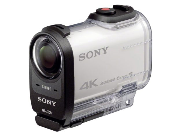 Sony FDR-X1000V 4K action cam, wit, in de waterdichte behuizing SPK-X1, tweedehands