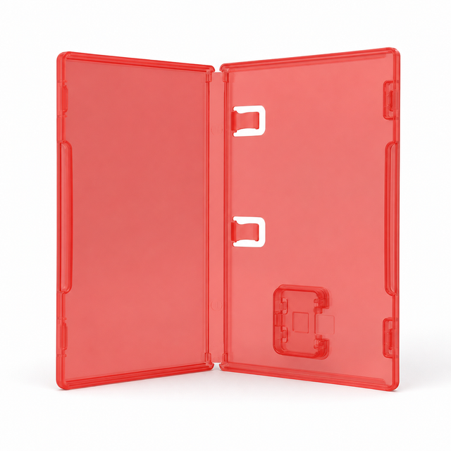 Vervangende game case voor Nintendo Switch 2, rood, opengeklapte lege hoes van binnen