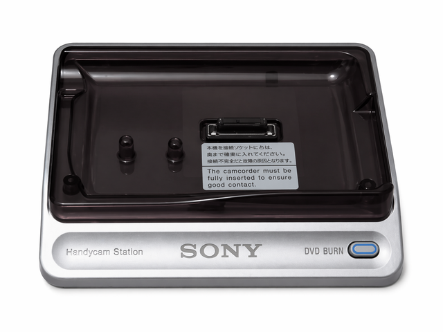Sony Handycam Station DCRA-C162 dock voor DCR-SR40, SR60 en SR80, zilver met zwart, schuin van boven, tweedehands