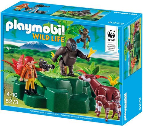Playmobil Wild Life Gorilla's en Okapi's met Filmmaker - 5273 (Nieuw)