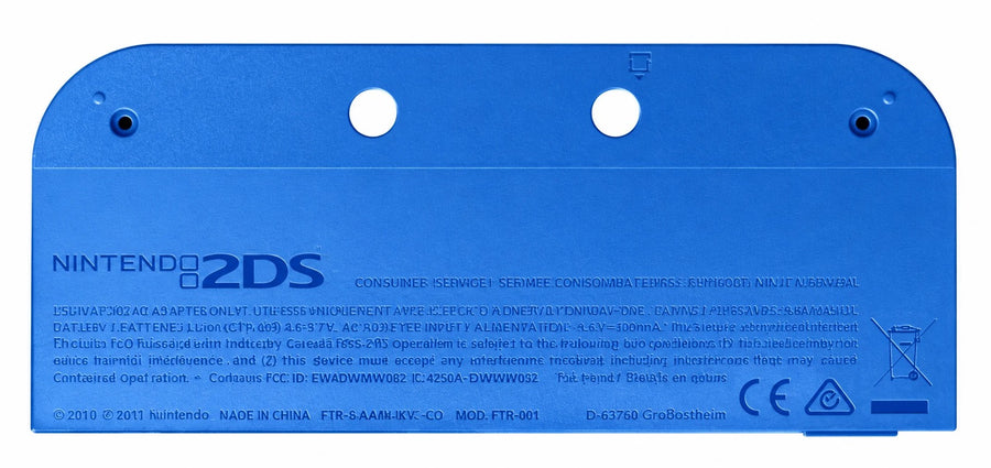 Achterkant / backplate voor Nintendo 2DS (FTR-001), blauw, bovenste achterplaat met cameragaten, nieuw
