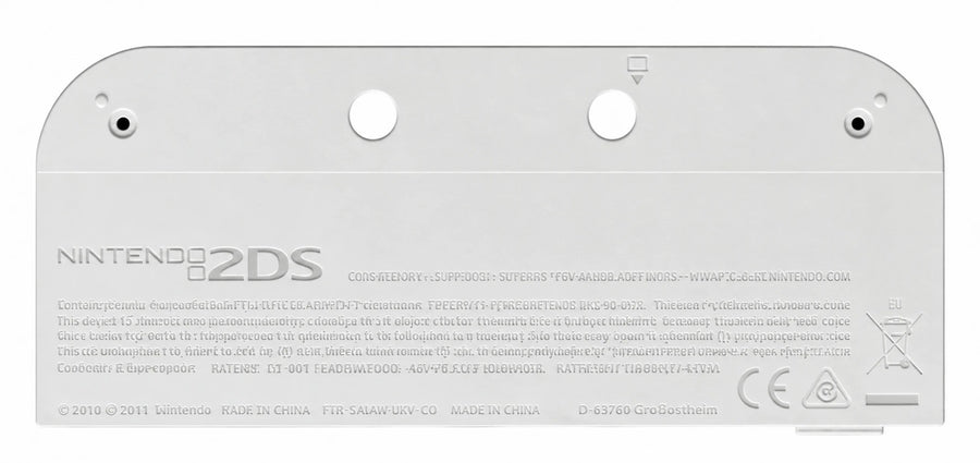 Achterkant / backplate voor Nintendo 2DS (FTR-001), wit, bovenste achterplaat met cameragaten, nieuw