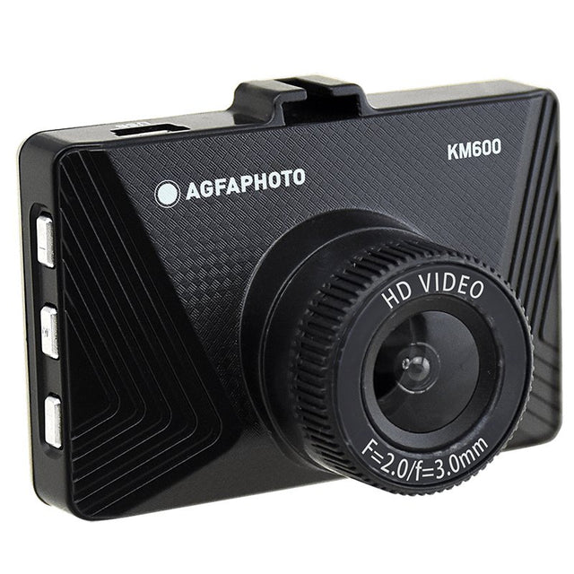 AgfaPhoto Realimove KM600 dashcam, zwart, vooraanzicht met lens