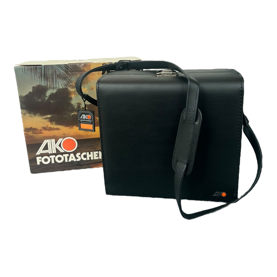 AKO MF-Report I vintage spiegelreflex cameratas, zwart, met schouderriem voor de AKO-doos