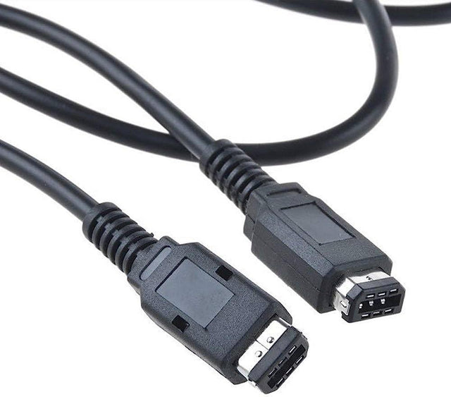 Link kabel voor twee spelers voor Nintendo Game Boy Color en Pocket, zwart, opgerold, voorkant