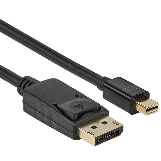 4K Mini DisplayPort naar DisplayPort kabel, zwart, close-up van de DisplayPort- en Mini DisplayPort-stekker, tweedehands