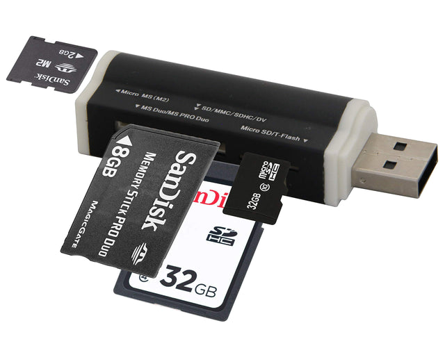 3-in-1 kaartlezer voor M2, micro-SD en Memory Stick, zwart, met kaarten die niet worden meegeleverd, tweedehands