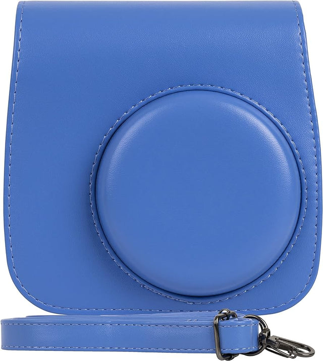 Case voor Instax Mini 8 en 9, donker blauw, kunstleren hoes met schouderriem, tweedehands