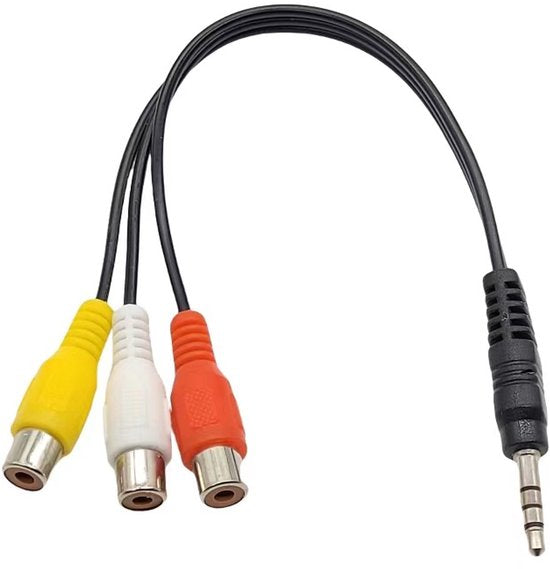 Algemeen-Jack 3.5 mm naar 3x Tulp AV-Adapterk Kabel-tweedehands