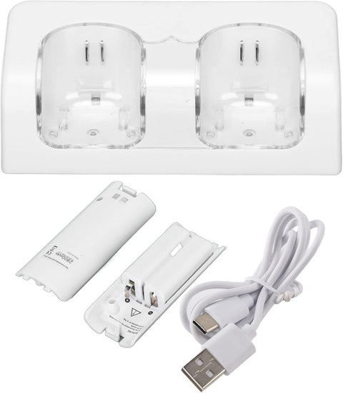 Algemeen-Oplaadstation Voor 2 Nintendo Wii Controllers Batterij Oplader - Wit (Nieuw)