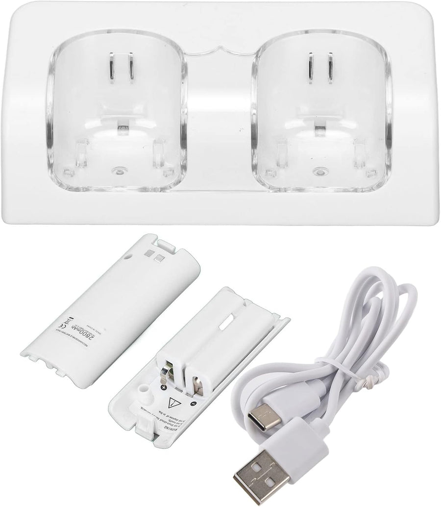 Algemeen-Oplaadstation Voor 2 Nintendo Wii Controllers Batterij Oplader - Wit (Nieuw)