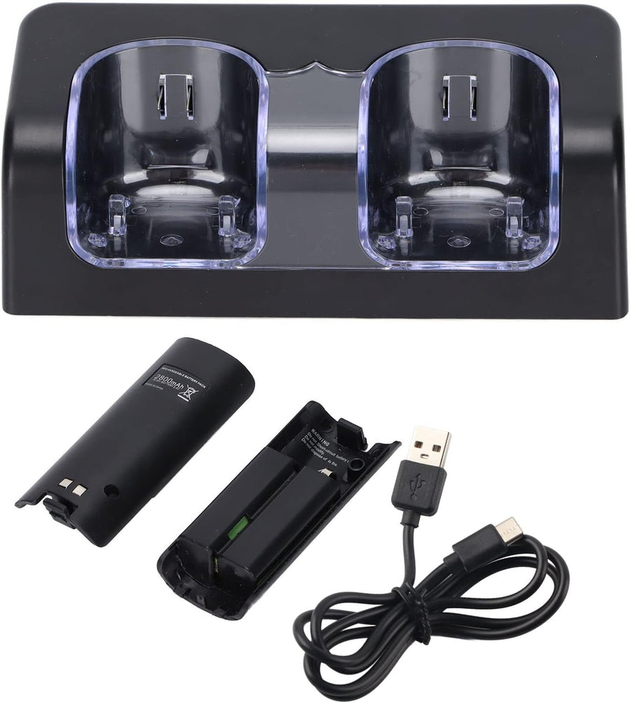 Algemeen-Oplaadstation Voor 2 Nintendo Wii Controllers Batterij Oplader - Zwart (Nieuw)