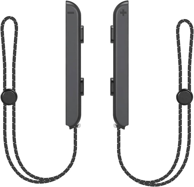Polsbandjes voor Nintendo Switch OLED Joy-Cons, twee zwarte straps met zwart-wit koord