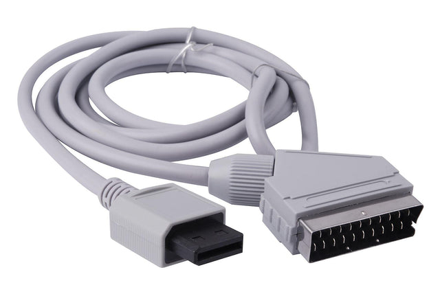 Scart-kabel voor Nintendo Wii en Wii U, grijze kabel met consolestekker en SCART-stekker
