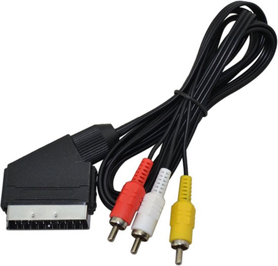 Algemeen-SCART naar RCA / Tulp AV Adapterkabel (3x RCA Rood/Wit/Geel) - Zwart-tweedehands