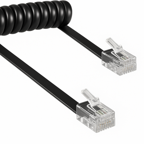 Algemeen-Telefoonhoorn Kabel RJ10 4‑aderig Spiraal - Zwart Tweedehands